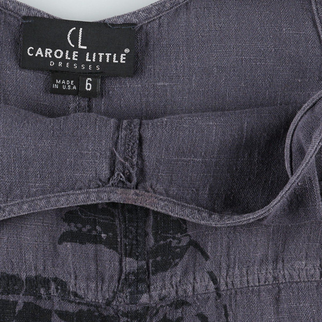 90'S CAROLE LITTLE maxi sleeveless dress, made in USA, women's size S equivalent, vintage. linen purple type Vintage Second Hand