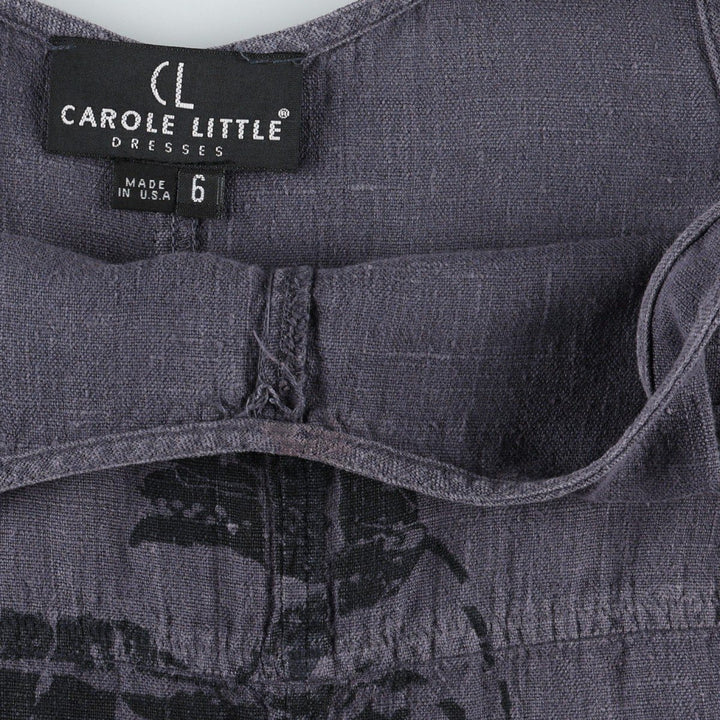 90'S CAROLE LITTLE maxi sleeveless dress, made in USA, women's size S equivalent, vintage. linen purple type Vintage Second Hand