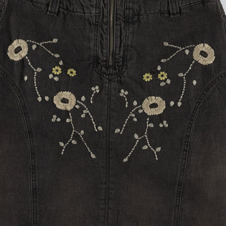 HIRSCH Denim Long Tight Skirt, Women's Size L (approx.) cotton dark chocolate Vintage Second Hand