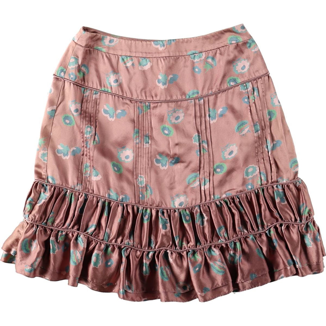 Marc Jacobs all-over floral print ruffled silk A-line mini skirt, women's size S (approx.) silk pink type Vintage Second Hand