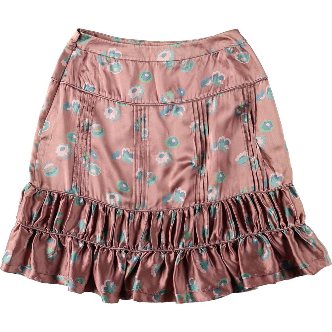 Marc Jacobs all-over floral print ruffled silk A-line mini skirt, women's size S (approx.) silk pink type Vintage Second Hand