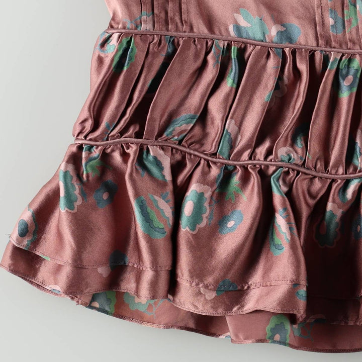 Marc Jacobs all-over floral print ruffled silk A-line mini skirt, women's size S (approx.) silk pink type Vintage Second Hand