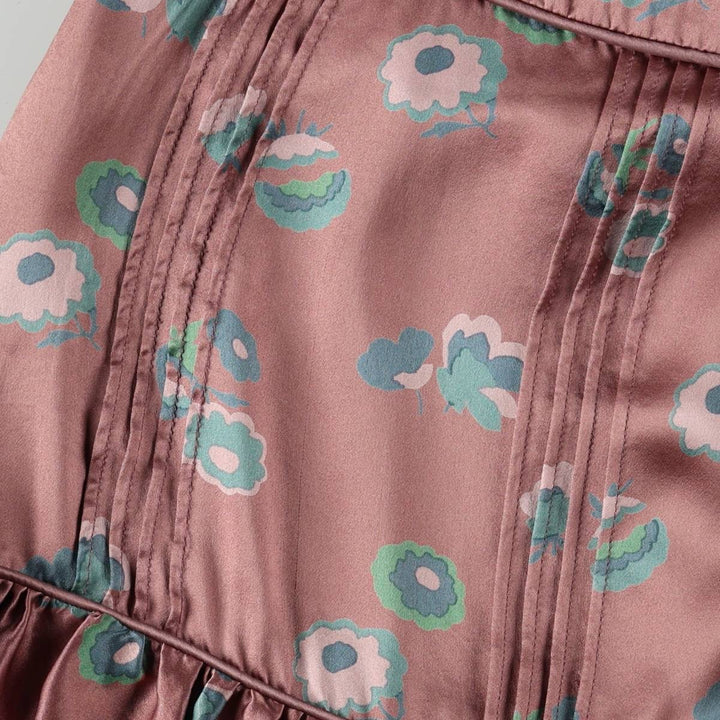 Marc Jacobs all-over floral print ruffled silk A-line mini skirt, women's size S (approx.) silk pink type Vintage Second Hand