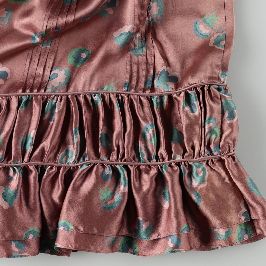 Marc Jacobs all-over floral print ruffled silk A-line mini skirt, women's size S (approx.) silk pink type Vintage Second Hand