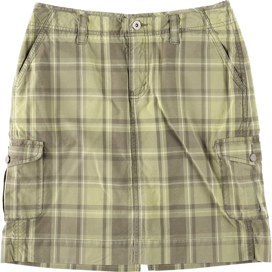 Eddie Bauer check pattern A-line mini skirt, women's size L (approx.) cotton Khaki type Vintage Second Hand