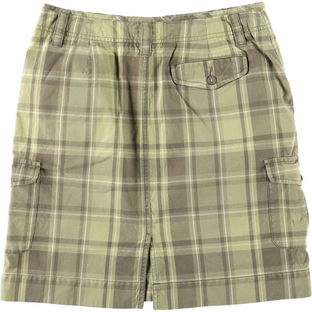 Eddie Bauer check pattern A-line mini skirt, women's size L (approx.) cotton Khaki type Vintage Second Hand