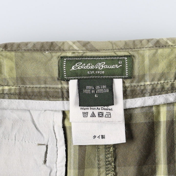 Eddie Bauer check pattern A-line mini skirt, women's size L (approx.) cotton Khaki type Vintage Second Hand