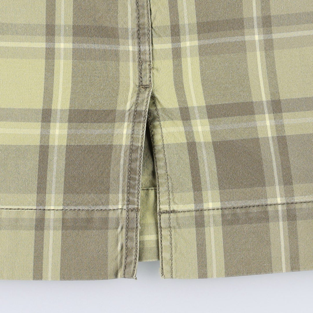 Eddie Bauer check pattern A-line mini skirt, women's size L (approx.) cotton Khaki type Vintage Second Hand