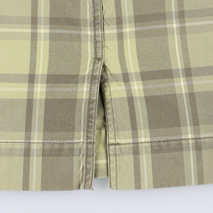 Eddie Bauer check pattern A-line mini skirt, women's size L (approx.) cotton Khaki type Vintage Second Hand