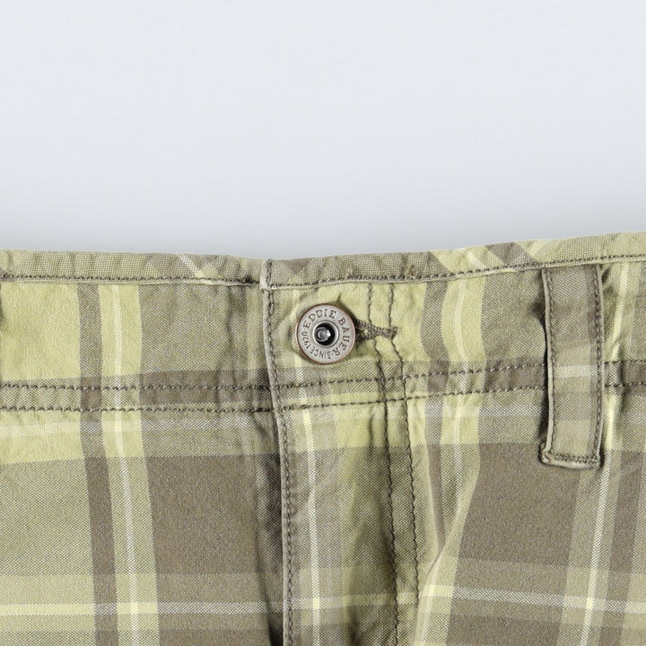 Eddie Bauer check pattern A-line mini skirt, women's size L (approx.) cotton Khaki type Vintage Second Hand