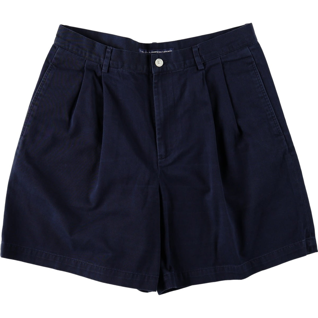 Ralph Lauren RALPH LAUREN SPORT Two-Pleat Chino Shorts, Women's XL (equivalent to W32) cotton navy blue type Vintage Second Hand
