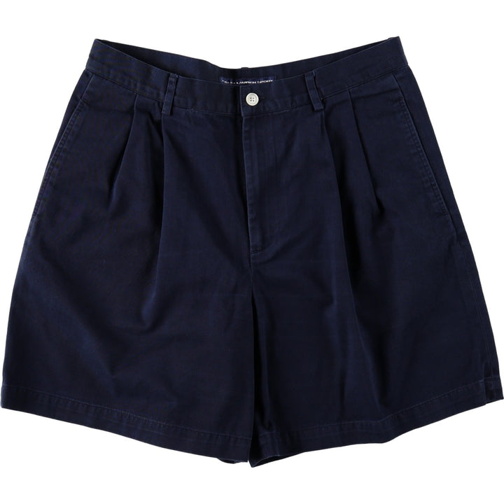 Ralph Lauren RALPH LAUREN SPORT Two-Pleat Chino Shorts, Women's XL (equivalent to W32) cotton navy blue type Vintage Second Hand