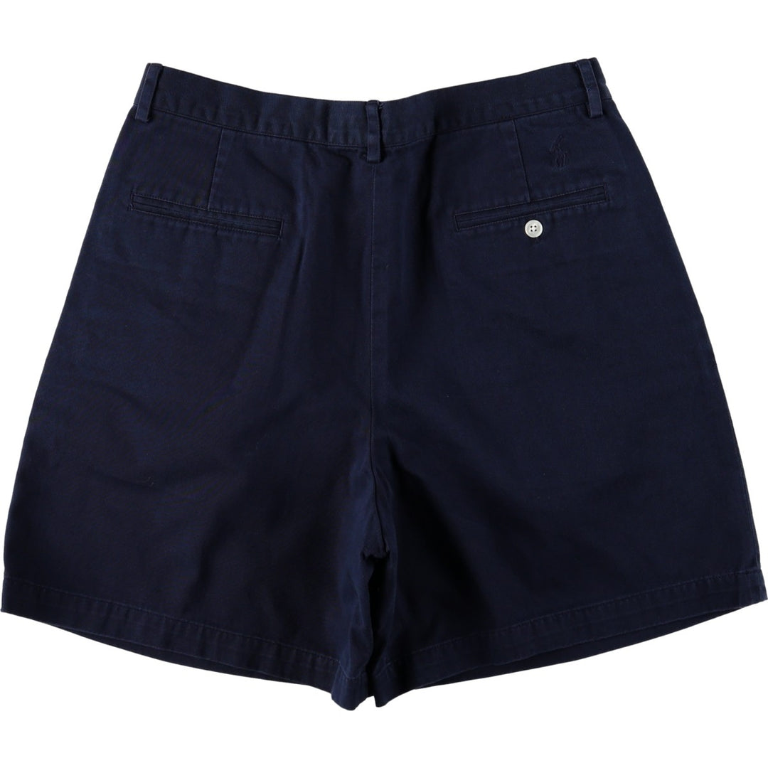 Ralph Lauren RALPH LAUREN SPORT Two-Pleat Chino Shorts, Women's XL (equivalent to W32) cotton navy blue type Vintage Second Hand