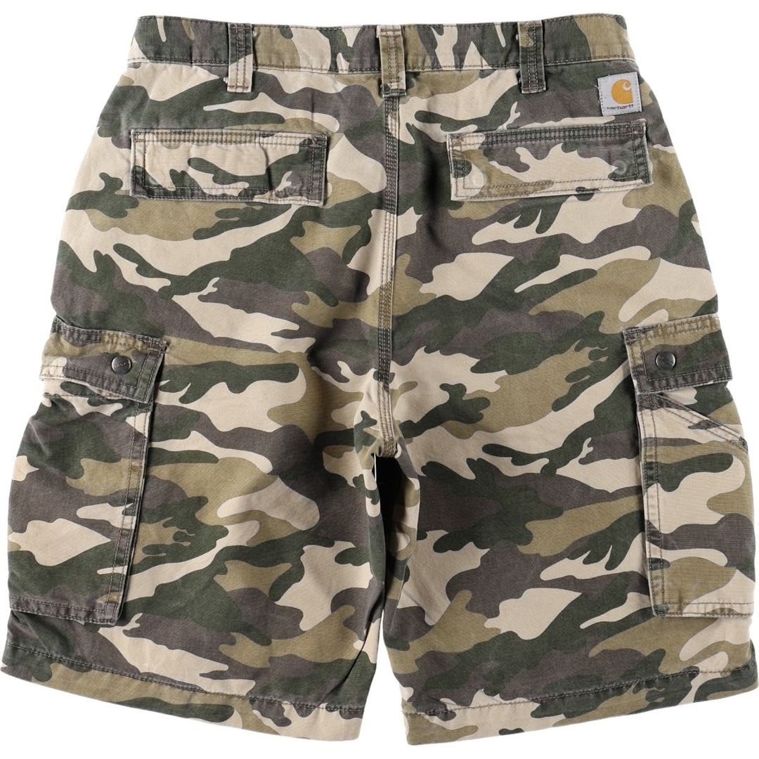 Carhartt Relaxed Fit Camouflage Pattern Woodland Camo Duck Cargo Shorts (Men's W34 equivalent) cotton Khaki type Vintage Second Hand