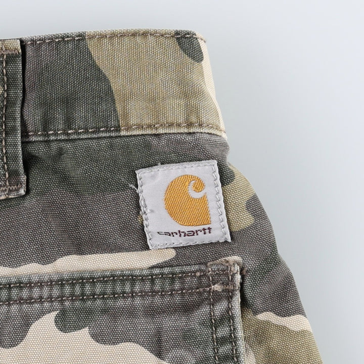 Carhartt Relaxed Fit Camouflage Pattern Woodland Camo Duck Cargo Shorts (Men's W34 equivalent) cotton Khaki type Vintage Second Hand