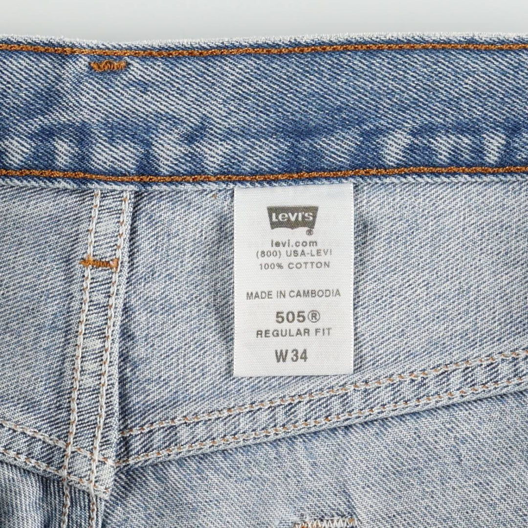 00'S Levi's 505 REGULAR FIT denim shorts, men's size w34 cotton blue type Vintage Second Hand