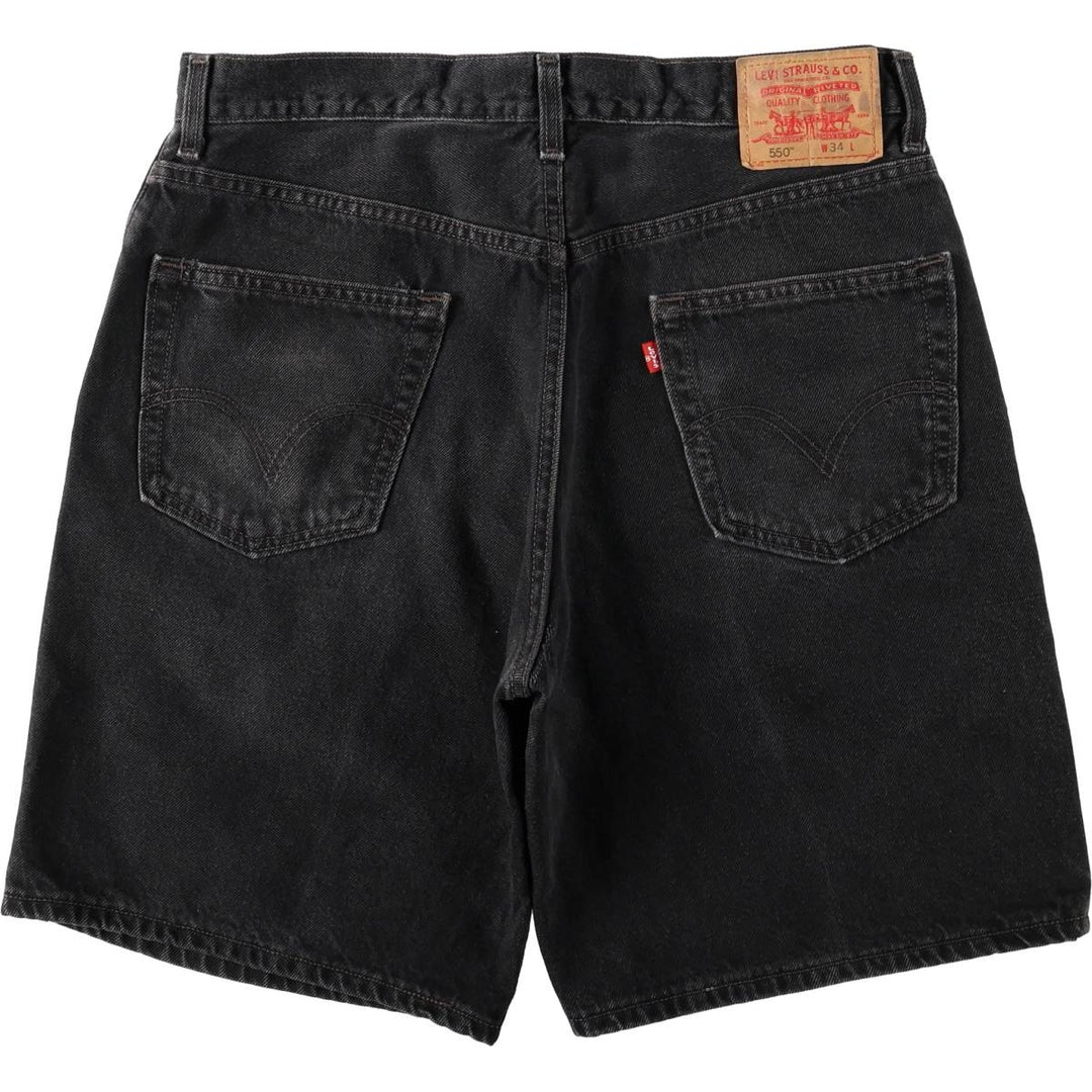 00'S Levi's 550 Relaxed Fit Black Denim Shorts for Men, W35 cotton black type Vintage Second Hand