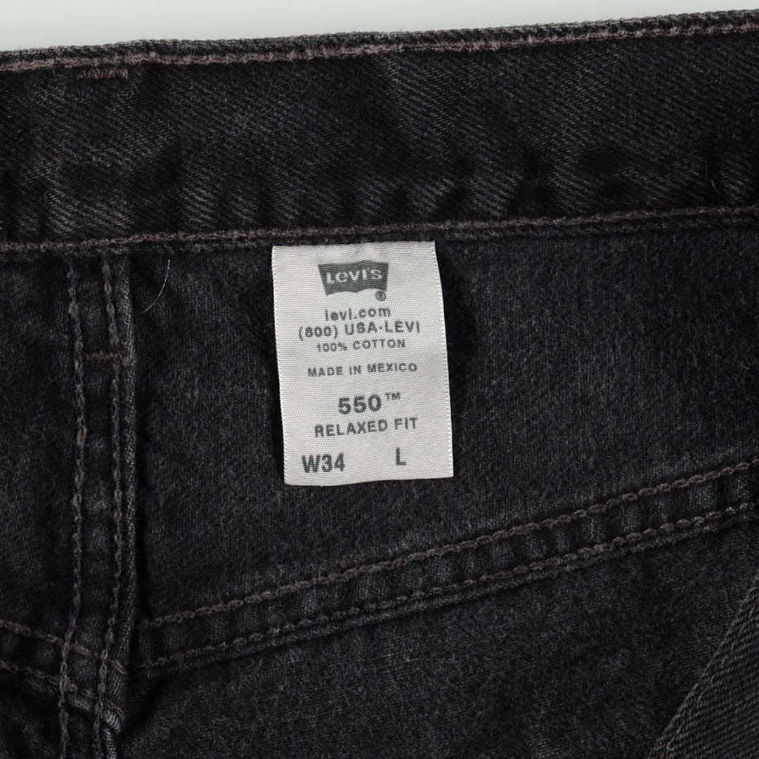 00'S Levi's 550 Relaxed Fit Black Denim Shorts for Men, W35 cotton black type Vintage Second Hand