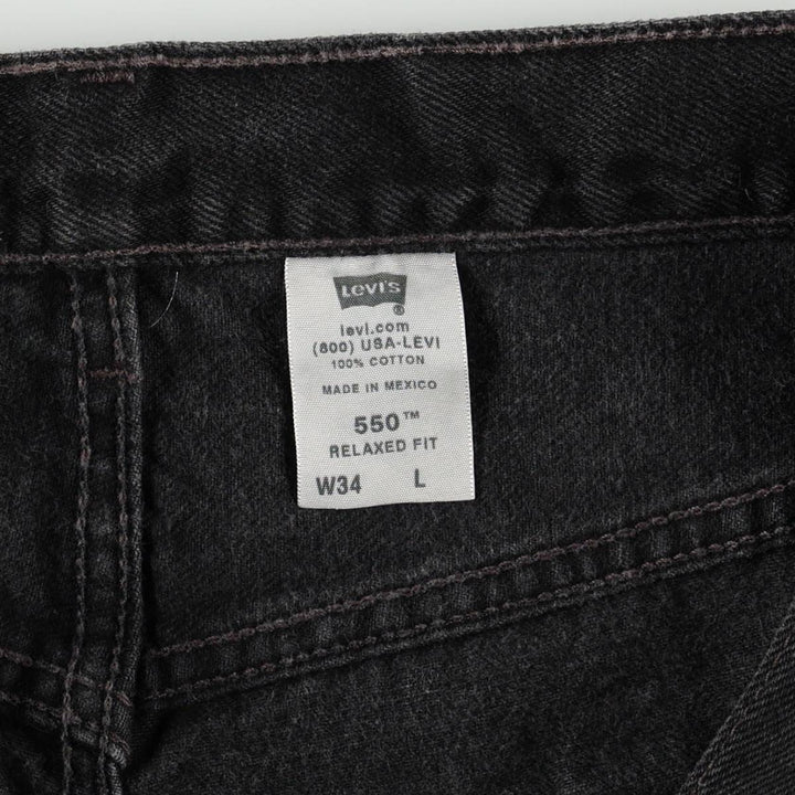 00'S Levi's 550 Relaxed Fit Black Denim Shorts for Men, W35 cotton black type Vintage Second Hand