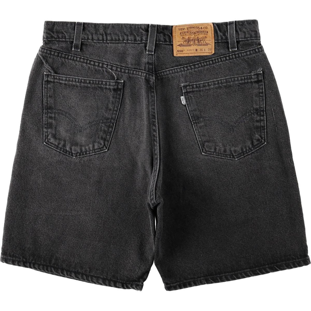90'S Levi's 550 Relaxed Fit Black Denim Shorts, Made in USA, Men's Size W36 (approx.), Vintage cotton black type Vintage Second Hand