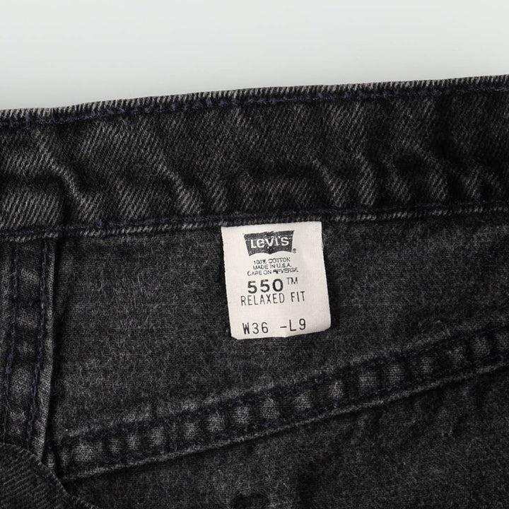 90'S Levi's 550 Relaxed Fit Black Denim Shorts, Made in USA, Men's Size W36 (approx.), Vintage cotton black type Vintage Second Hand