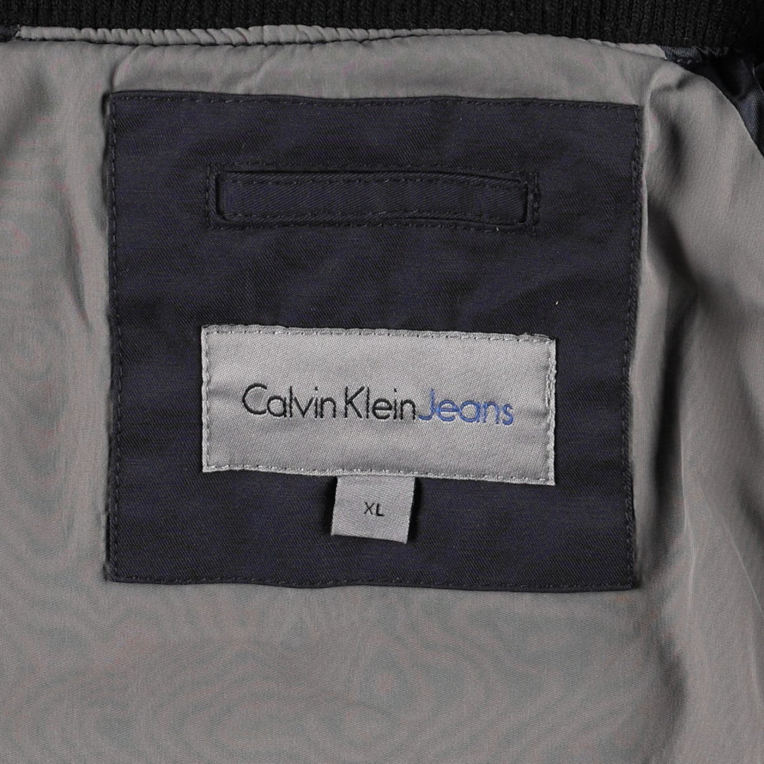 Calvin Klein JEANS Harrington Jacket Swing Top Men's XL equivalent cotton navy blue type Vintage Second Hand