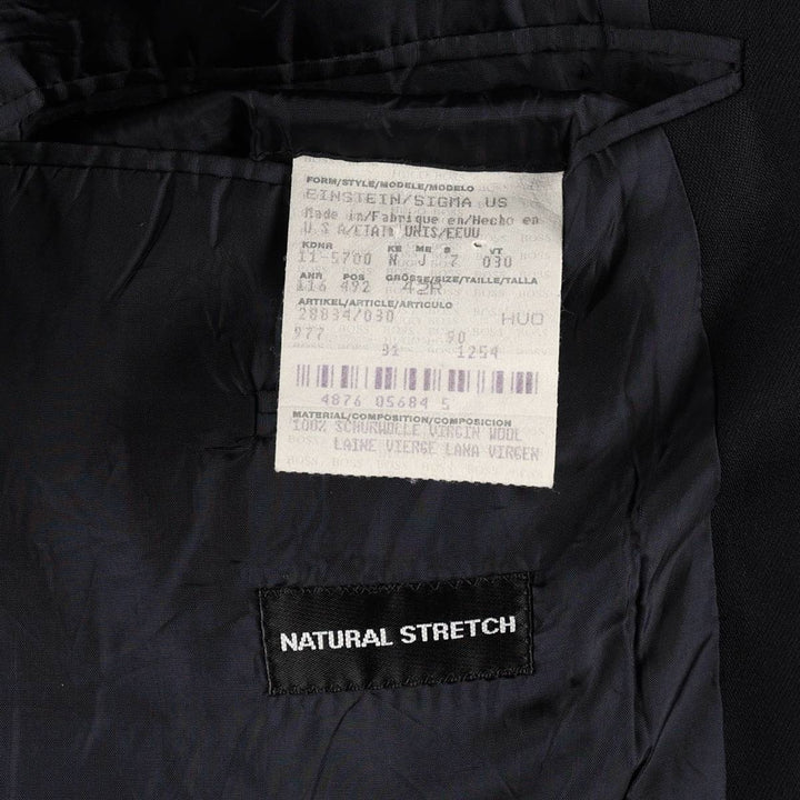 Hugo Boss wool tailored jacket, made in the USA, men's size XXL equivalent. wool navy blue type Vintage Second Hand