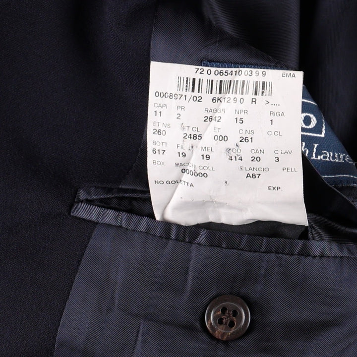 Ralph Lauren POLO by Ralph Lauren CUSTOM FIT wool tailored jacket, made in Italy, men's size L equivalent. wool navy blue type Vintage Second Hand
