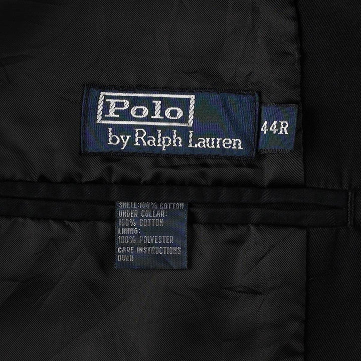 Ralph Lauren POLO by Ralph Lauren Cotton Tailored Jacket, Men's Size XL (approx.) cotton black type Vintage Second Hand
