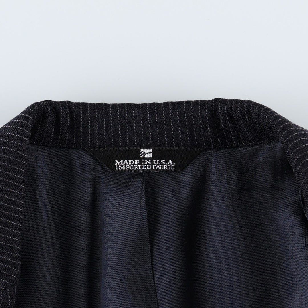 80s-90'S Ralph Lauren POLO UNIVERSITY CLUB Stripe Pattern Wool Tailored Jacket, Made in USA, Men's Size L (approx.) wool navy blue type Vintage Second Hand