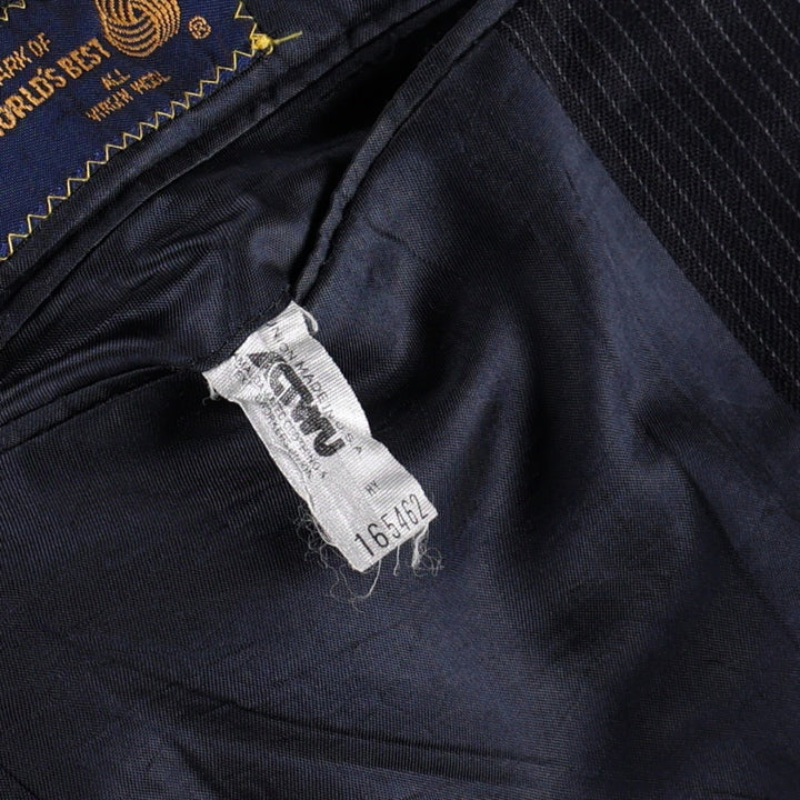 80s-90'S Ralph Lauren POLO UNIVERSITY CLUB Stripe Pattern Wool Tailored Jacket, Made in USA, Men's Size L (approx.) wool navy blue type Vintage Second Hand