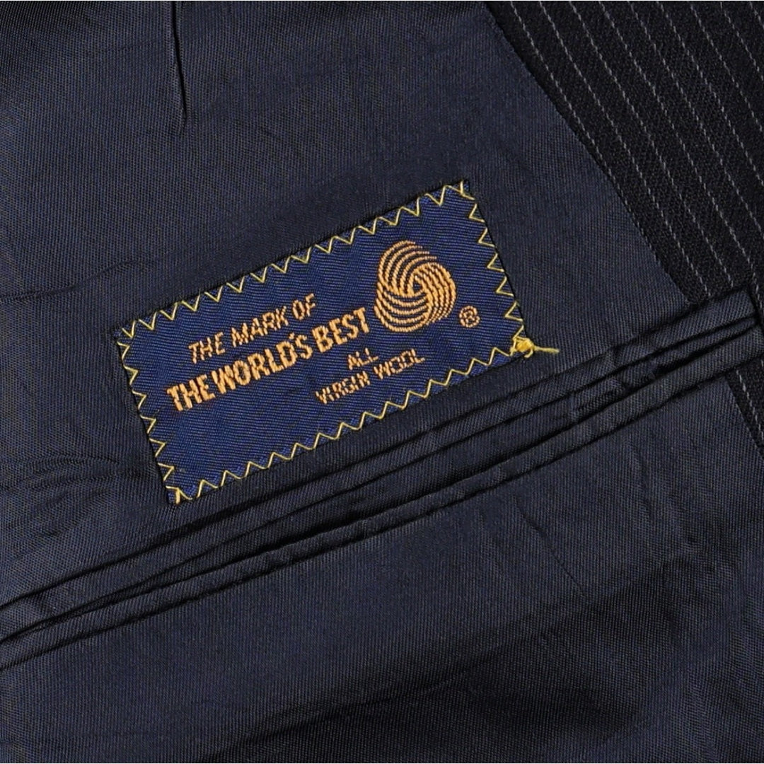 80s-90'S Ralph Lauren POLO UNIVERSITY CLUB Stripe Pattern Wool Tailored Jacket, Made in USA, Men's Size L (approx.) wool navy blue type Vintage Second Hand