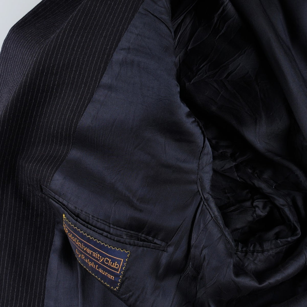 80s-90'S Ralph Lauren POLO UNIVERSITY CLUB Stripe Pattern Wool Tailored Jacket, Made in USA, Men's Size L (approx.) wool navy blue type Vintage Second Hand