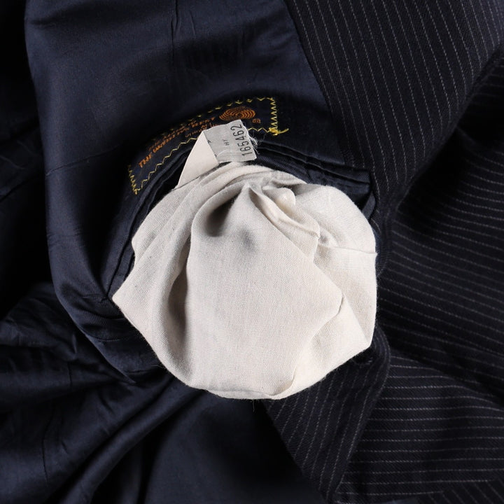 80s-90'S Ralph Lauren POLO UNIVERSITY CLUB Stripe Pattern Wool Tailored Jacket, Made in USA, Men's Size L (approx.) wool navy blue type Vintage Second Hand