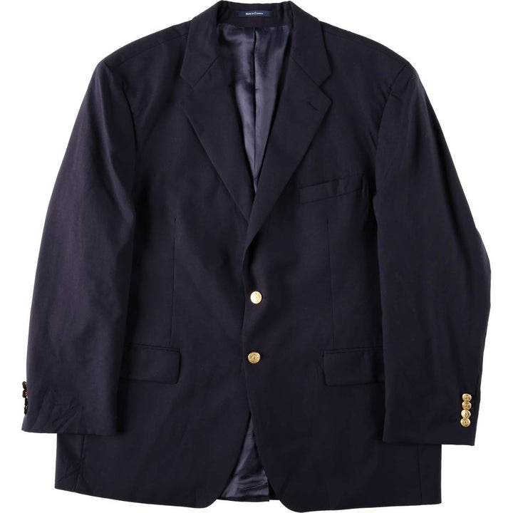 Ralph Lauren POLO UNIVERSITY navy blazer/tailored jacket, made in Canada, men's size XXL equivalent. wool navy blue type Vintage Second Hand
