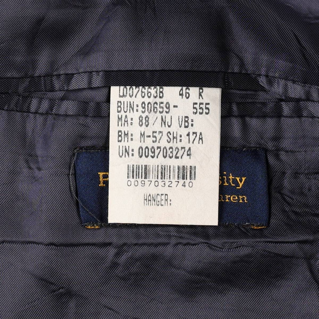 Ralph Lauren POLO UNIVERSITY navy blazer/tailored jacket, made in Canada, men's size XXL equivalent. wool navy blue type Vintage Second Hand