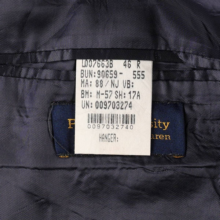 Ralph Lauren POLO UNIVERSITY navy blazer/tailored jacket, made in Canada, men's size XXL equivalent. wool navy blue type Vintage Second Hand