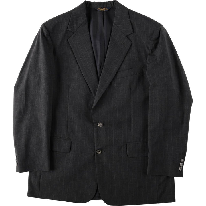Brooks Brothers Stripe Pattern Wool Tailored Jacket, Made in USA, Men's Size XL (approx.) wool Charcoal Vintage Second Hand