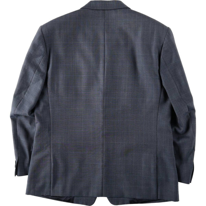 Perry Ellis Check Pattern Wool x Poly Tailored Jacket, Men's Size XL (approx.) wool Charcoal Vintage Second Hand
