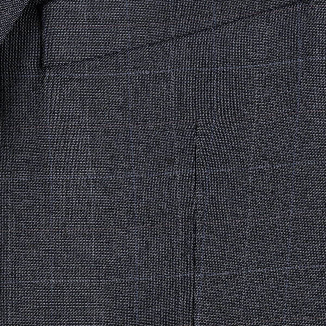 Perry Ellis Check Pattern Wool x Poly Tailored Jacket, Men's Size XL (approx.) wool Charcoal Vintage Second Hand