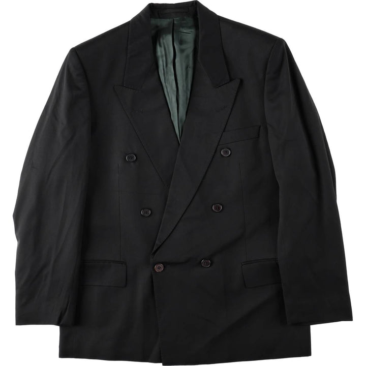 Pierre Cardin Peak Lapel Double-Breasted Tailored Jacket, Men's Size L (approx.) polyester black type Vintage Second Hand