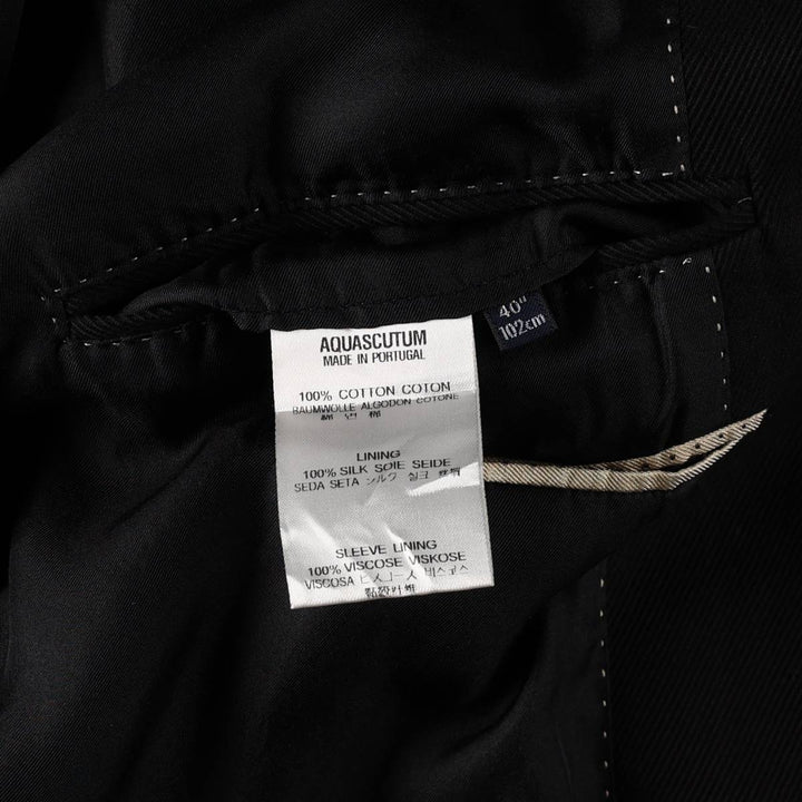 Aquascutum Cotton Tailored Jacket, Men's Size XL (approx.) cotton black type Vintage Second Hand