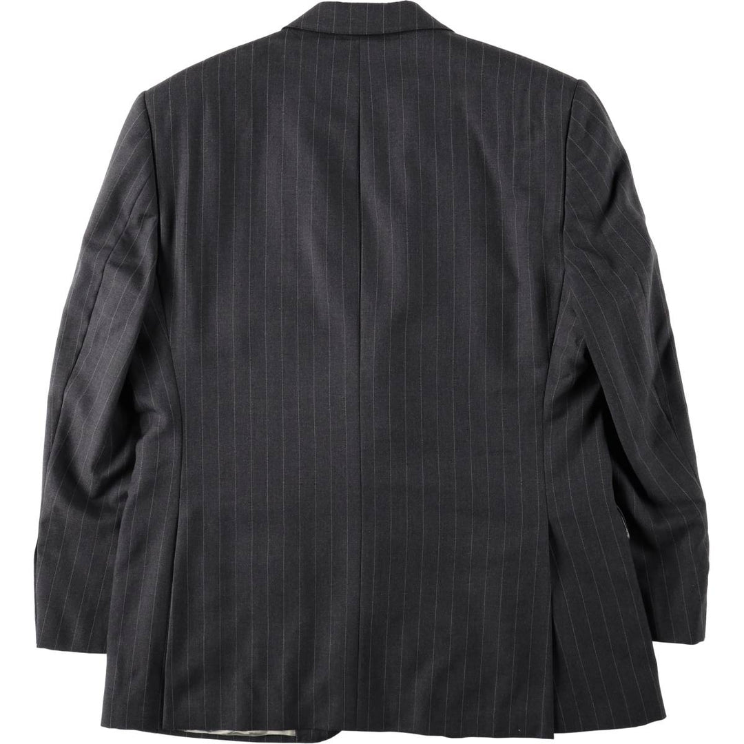 Aquascutum Stripe Pattern Wool Tailored Jacket, Men's Size XL (approx.) wool Charcoal Vintage Second Hand