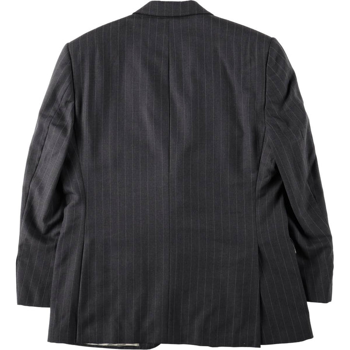 Aquascutum Stripe Pattern Wool Tailored Jacket, Men's Size XL (approx.) wool Charcoal Vintage Second Hand