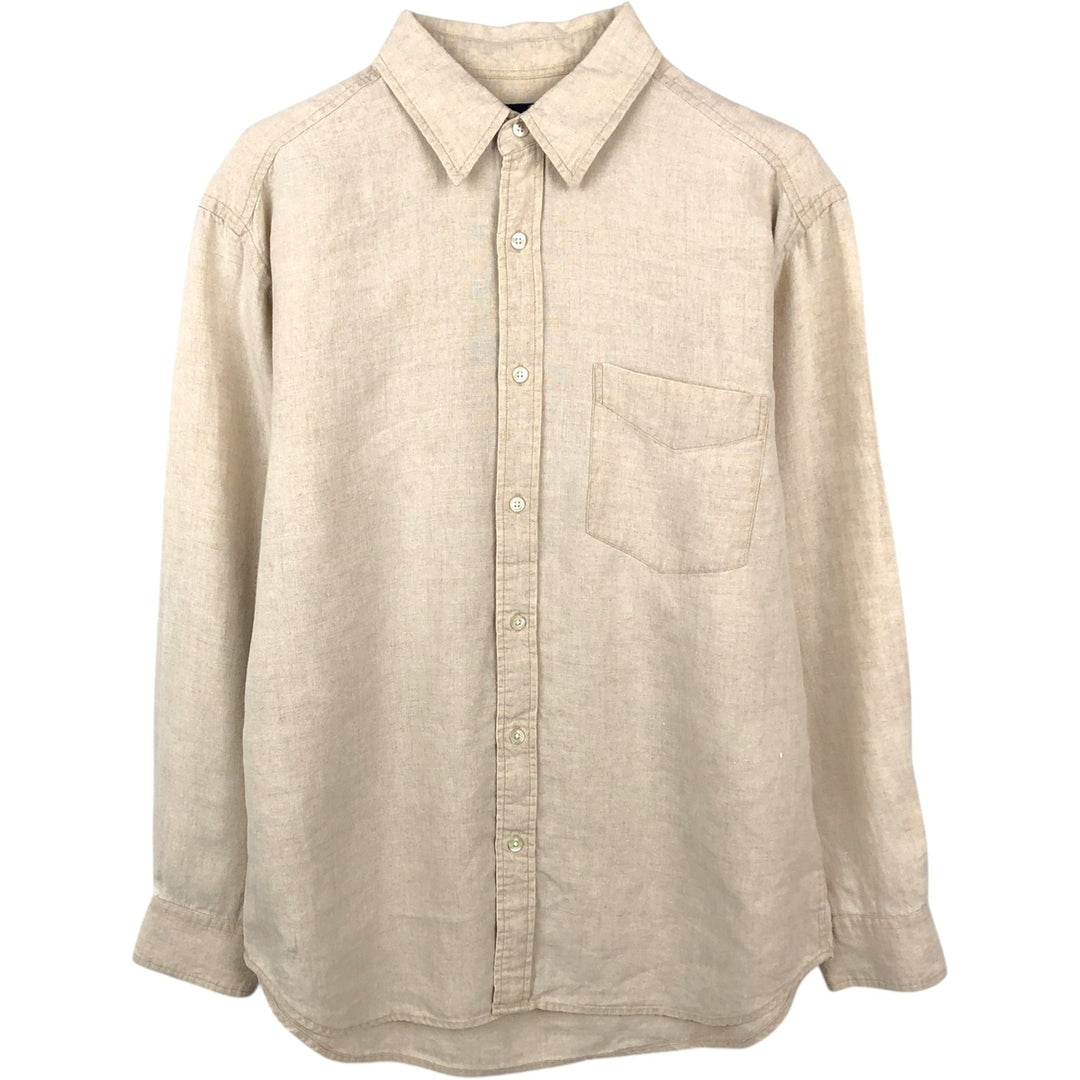GAP Long-Sleeve Linen Shirt, Men's Size M (approx.) linen unbleached Vintage Second Hand