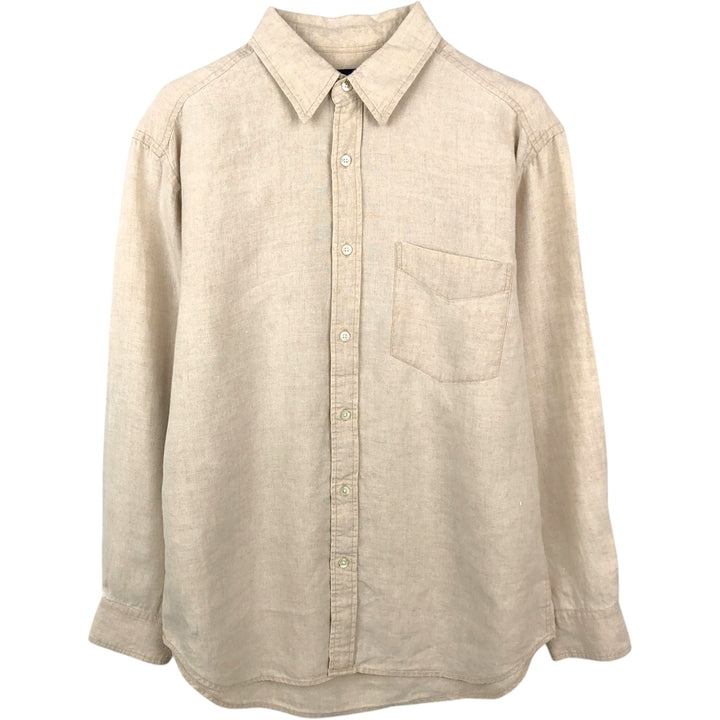 GAP Long-Sleeve Linen Shirt, Men's Size M (approx.) linen unbleached Vintage Second Hand