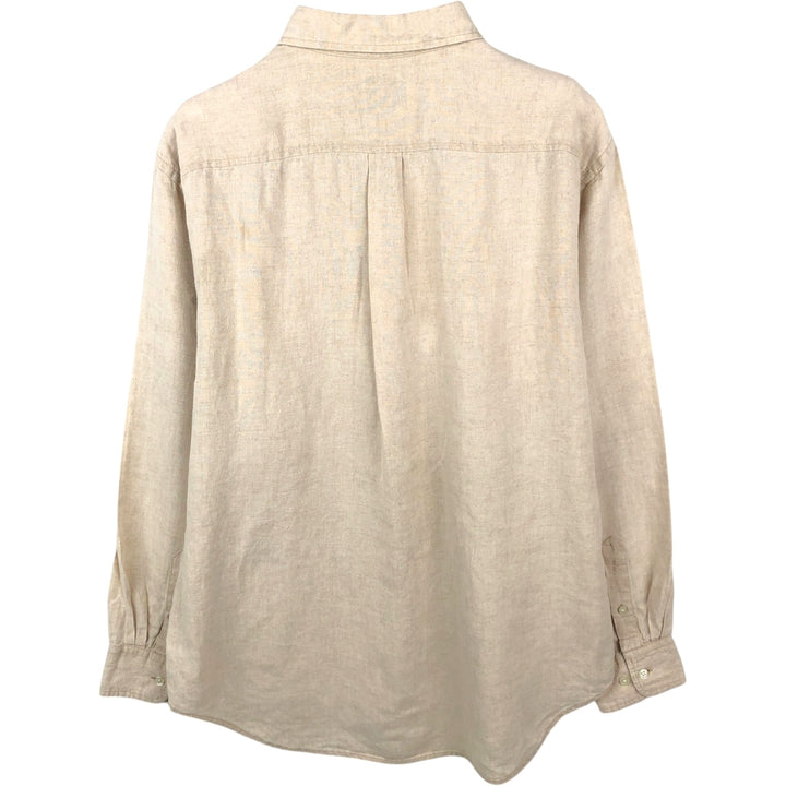 GAP Long-Sleeve Linen Shirt, Men's Size M (approx.) linen unbleached Vintage Second Hand