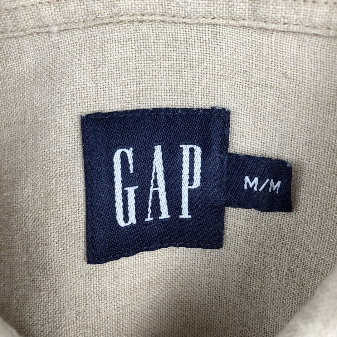 GAP Long-Sleeve Linen Shirt, Men's Size M (approx.) linen unbleached Vintage Second Hand