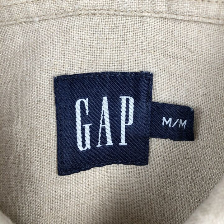 GAP Long-Sleeve Linen Shirt, Men's Size M (approx.) linen unbleached Vintage Second Hand
