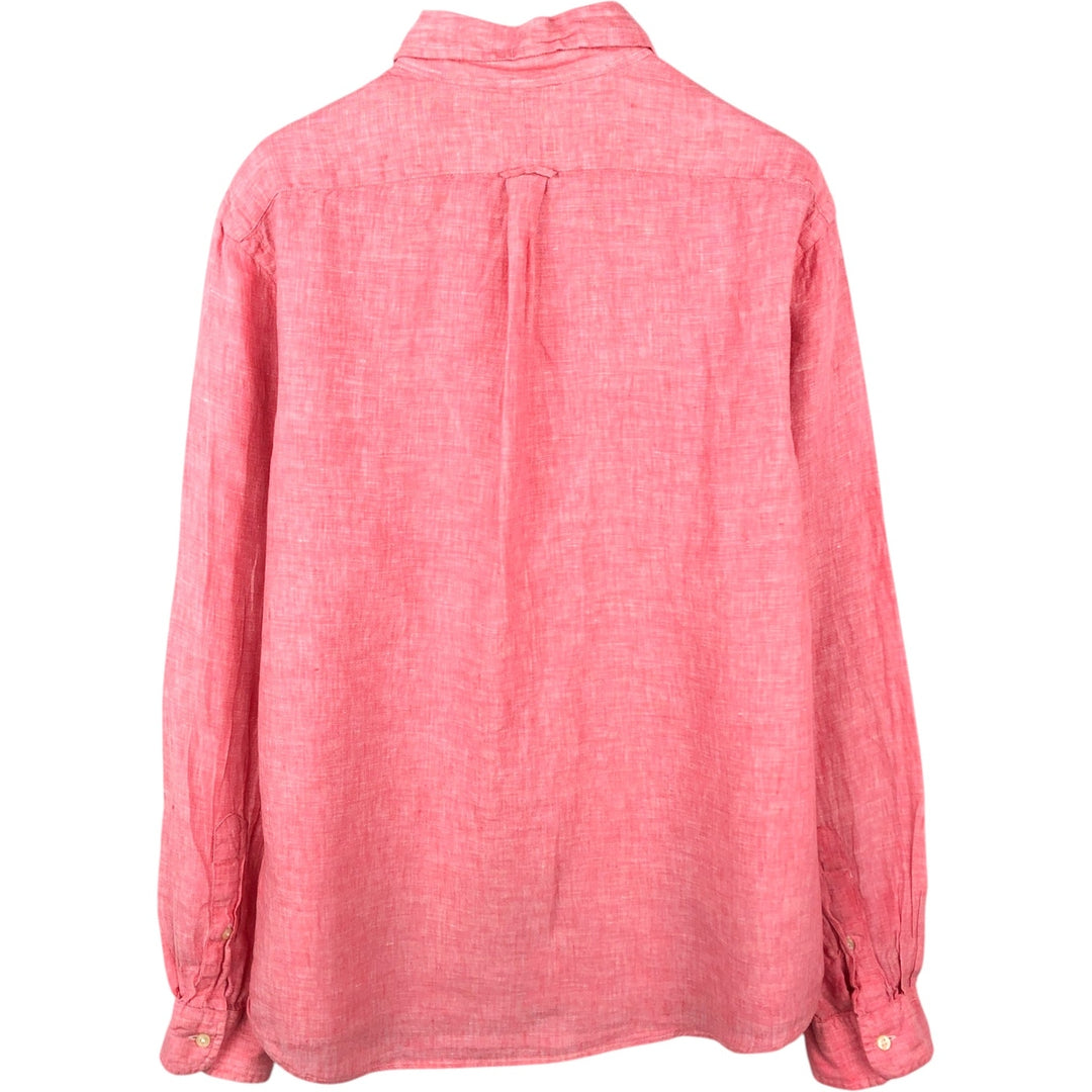 Ralph Lauren CLASSIC FIT RL UNTUCKED FIT Long-Sleeve Linen Button-Down Shirt, Men's Size L (approx.) linen coral Vintage Second Hand